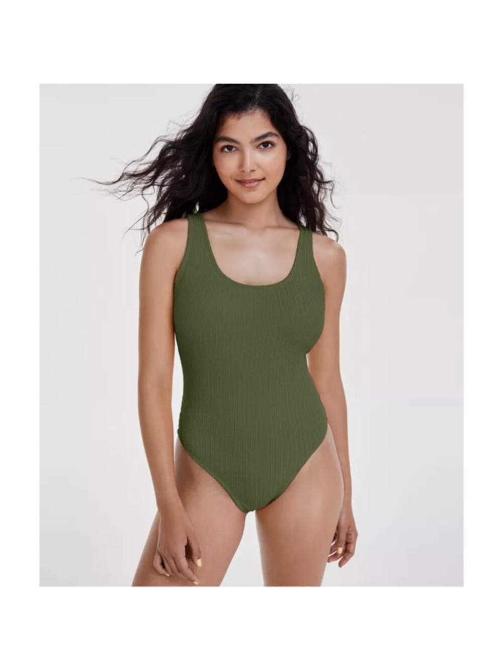 NWT Cotton On Olive Green Swim
Suit Small Low Back One Piece
Ribbed Cheeky NEW